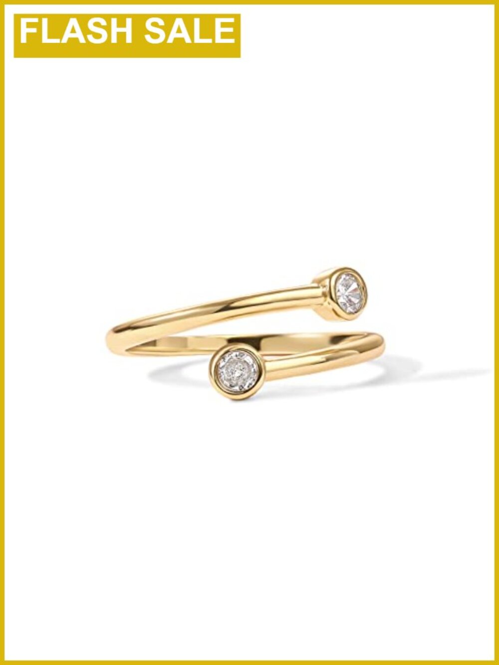 14K Gold Plated Cubic Zirconia Bypass Stacking Ring Women